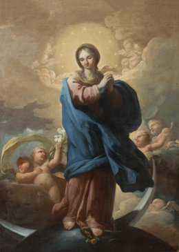 538.  ESCUELA ESPAÑOLA, SIGLO XVIIIVirgen Inmaculada con ángeles.