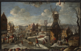 1147.  JAN BRUEGHEL, EL JOVEN (1601-1678)Vista de un paisaje de invierno y Vista de un paisaje de verano.