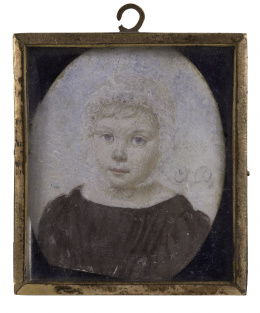 832.  A.D (Escuela centroeuropea, siglo XIX)Retrato de niña.