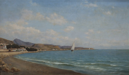 1275.  ENRIQUE FLORIDO (Málaga, 1873-1929)Vista del puerto de Mála