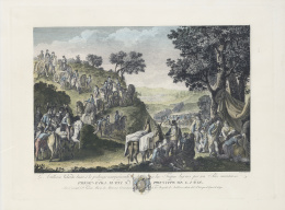 1124.  ANTONIO GUERRERO (del) TOMÁS LÓPEZ EGUIDANOS (sculp)La artillería volante baja a la prolonga acompañando a las Tropas ligeras por un país montañoso presentada al Excmo. Sr. Príncipe de la Paz por el coronel D. Vicente María de Maturana comandante de la B.