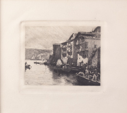 894.  TOMÁS CAMPUZANO (Santander, 1857 -  Becerril de la Sierra, 1934)Vista de un puerto del Cantábrico