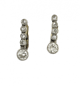 102.  Pendientes Art-Decó con linea de brillantes en chatón articulados