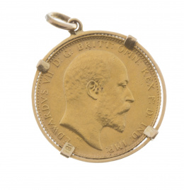 629.  Colgante con libra esterlina de Eduardo VII 1908