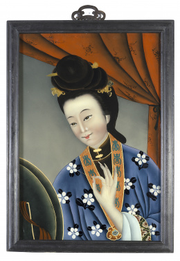 1107.  ESCUELA CHINA, SIGLO XIXEscena costumbrista en un interior.