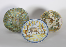1033.  Dos salvillas de cerámica esmaltada.Talavera, S. XVIII.