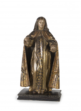1063.  “Santa Teresa de Jesús” Escultura en madera tallada, policromada y dorada.Escuela Castellana, S. XVII..