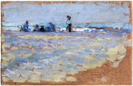 997.  JOAQUÍN SOROLLA Y BASTIDA (Valencia, 1863 - Madrid, 1923) Figuras en la playa de Malvarrosa, Valencia.