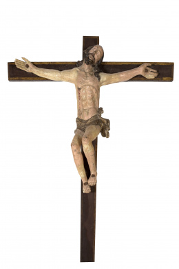 1429.  “Cristo expirante”Escultura en madera tallada y policromada.Escuela Brasileña, S. XVII.