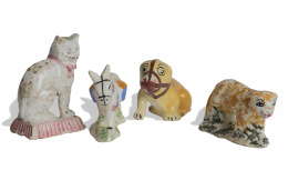 399.  Palillero con forma de gato de cerámica esmaltada.Sargadelos, tercera época (1845-1862).