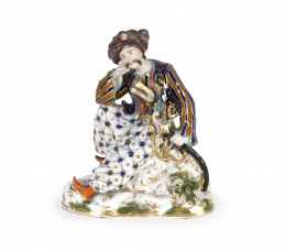 530.  “Otomano”.Figura de porcelana esmaltada, dorada y policromada.París, segunda mitad mitad del S. XIX, siguiendo a Jacob Petit.