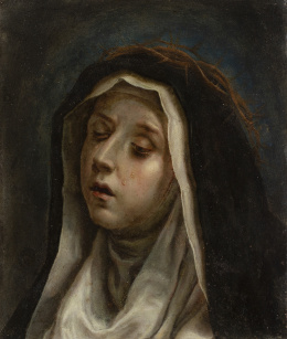 819.  TALLER DE CARLO DOLCI  (Florencia, 1616- 1686)Santa Catalina de Siena llorando con la corona de espinas
