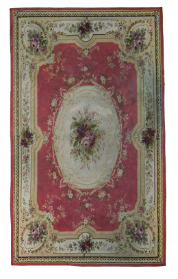 1189.  Alfombra en lana con decoración de flores y rosas, con etiqueta interior made in Italy..