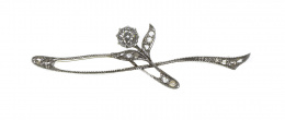 106.  Broche Art Nouveau con ramita de diamantes y flor de brillante central 