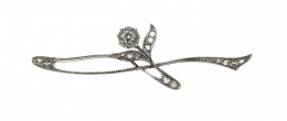 106.  Broche Art Nouveau con ramita de diamantes y flor de brillante central 