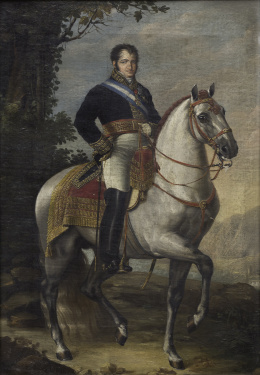 931.  JOSÉ DE MADRAZO (1781-1859)Retrato del Rey Fernando VII, a caballo h. 1821.