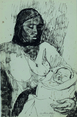 228.  AGUSTÍN REDONDELA  (Madrid, 1922 - 2015)Maternidad, 1967.