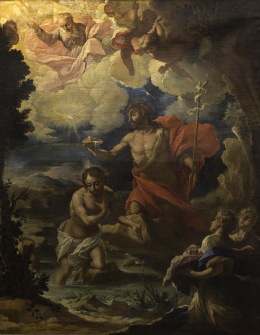 871.  JUAN VICENTE RIBERA (Madrid, h. 1668-1736)El Bautismo de Cristo en el Jordán.