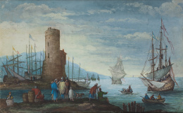 885.  ESCUELA FRANCESA, SIGLO XVIIIVista del Puerto de Marsella..