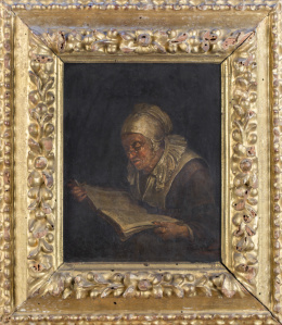 848.  ESCUELA ESPAÑOLA, SIGLO XIXRetrato de anciana leyendo