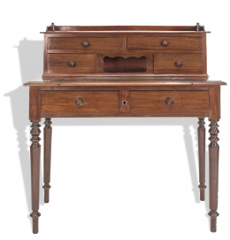 1137.  Mueble escritorio de madera de caoba. Inglaterra, S. XIX
