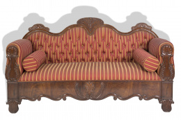 506.  Sofa isabelino de madera de caoba tallada. Trabajo español, S. XIX
