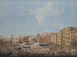 924.  ESCUELA FRANCESA, SIGLO XIXEscena de la revolución en el puerto de Marsella.