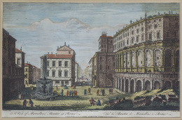 739.  Pareja de vistas ópticas: “A view of marcelluss theatre at Rome” y “A view of Venecian Ambasadores Palace at Rome”