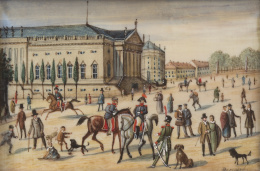 844.  BERNARD BERNARD (Escuela alemana, h. 1900)Vista de la Puerta de Brandeburgo y Vista del Edificio del Reichstag