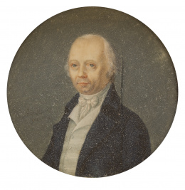 824.  CHARLES- HENRI AUGUSTIN DUBOURG (1779- 1819) también llamado Augustin fils o Neveu  Retrato de caballero con levita azul
