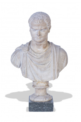 714.  Busto de emperador en marmol tallado.Trabajo italiano, S. XIX