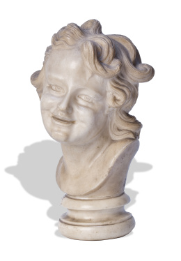 891.  Cabeza de sátiro en mármol tallado.Trabajo italiano, S. XIX.