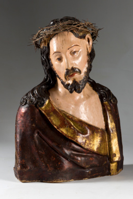 543.  Ecce-Homo. escultura en madera enlienzada. Escuela Castellana S. XVI.