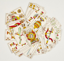 445.  Baraja litografiada y coloreada, fábrica de naipes, la Madrileña. Primera República (1873-1874).