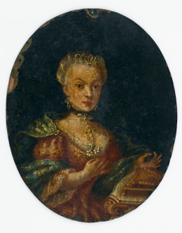 201.  ESCUELA ESPAÑOLA, SIGLO XVIIIRetrato de dama tocando un  Octtavino..