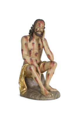 1180.  “Ecce-Homo” escultura en madera tallada y policromada.Escuela Colonial, S. XIX.
