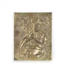 566.  “San Pedro”Placa de bronce dorado, S. XVII.