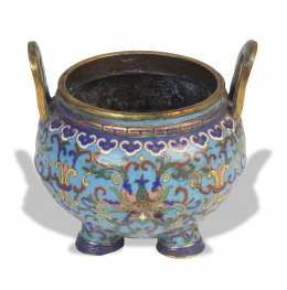 1146.  Incensario o “ding” de esmalte cloisonné.China, S. XIX
