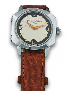 679.  Reloj CUERVO y SOBRINOS en acero años 40.