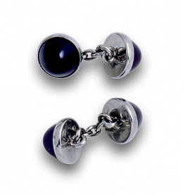 686.  Gemelos dobles de pps s XX con vidrio morado y metal.