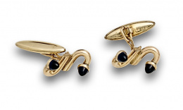 848.  Gemelos KREMENTZ años 40 con “S” rematada en cabujones cristal azul.