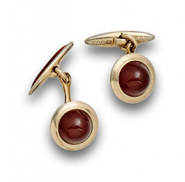 813.  Gemelos KREMENTZ años 40 con cabujones de resina color café.