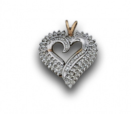 132.  Colgante corazón de brillantes en oro bicolor de 18K