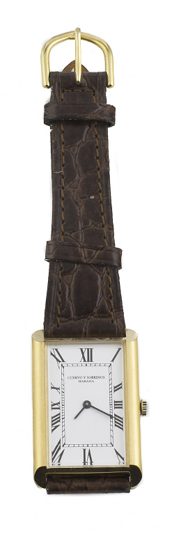 640.  Reloj CUERVO Y SOBRINOS en acero plaqué or