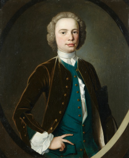 956.  ESCUELA ITALIANA, SIGLO XVIIIRetrato de caballero inserto en un óvalo..