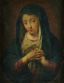 245.  ESCUELA ESPAÑOLA SIGLO XVIIIVirgen en oración en un óvalo fingido.