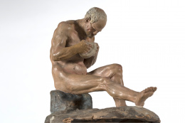 1333.  Anciano en terracota policromada.España pp. S. XX..