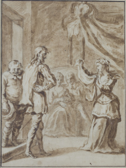 928.  JOHN VANDERBANK (Londres, 1694-1739)Danza ante Don Quijote en el palacio de los duques.