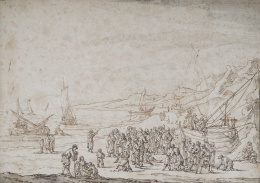 923.  PIETER BOUT (Bruselas, 1658-1719)La predicación de Cristo en las orillas del lago Tiberiades.