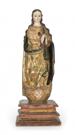 1111.  “Virgen Inmaculada”Taller de Diego de Robles, Escuela quiteña, c 1590 - 1600.
